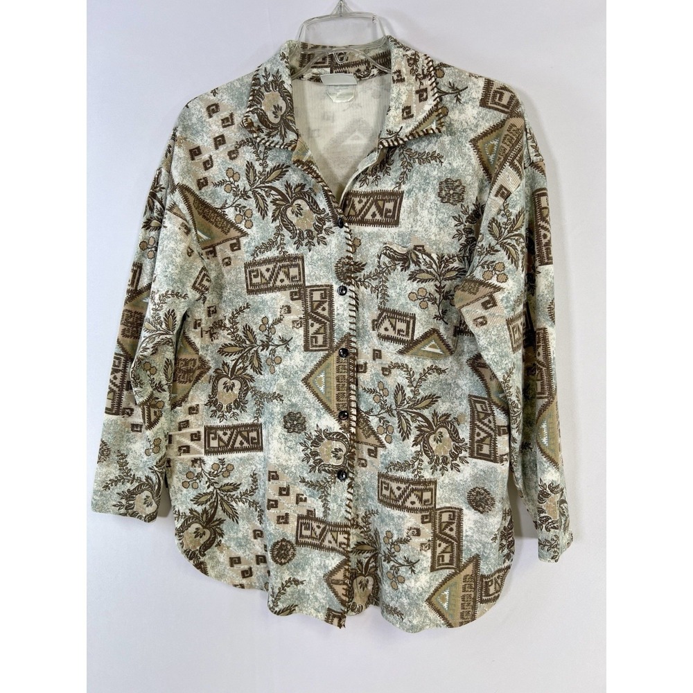 Vintage 90's‎ Laura Ashley Aztec Geo Floral Shirt Button Up Cottagecore Size M - Picture 9 of 15